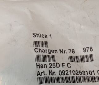 Harting Han 25D F C Buchseneinsatz - Art.-Nr. 09210253101
