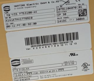 Harting 20781104070 – Typenschilder mit Art.-Nr. und Anschlussdaten