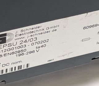 J. Schneider Elektrotechnik EPSU 24/03 – Typenschild EPSU 24/03 mit Anschlussdaten