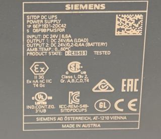 Siemens 6EP1931-2DC42 – Typenschild 6EP1931-2DC42 mit Ein- und Ausgangsdaten